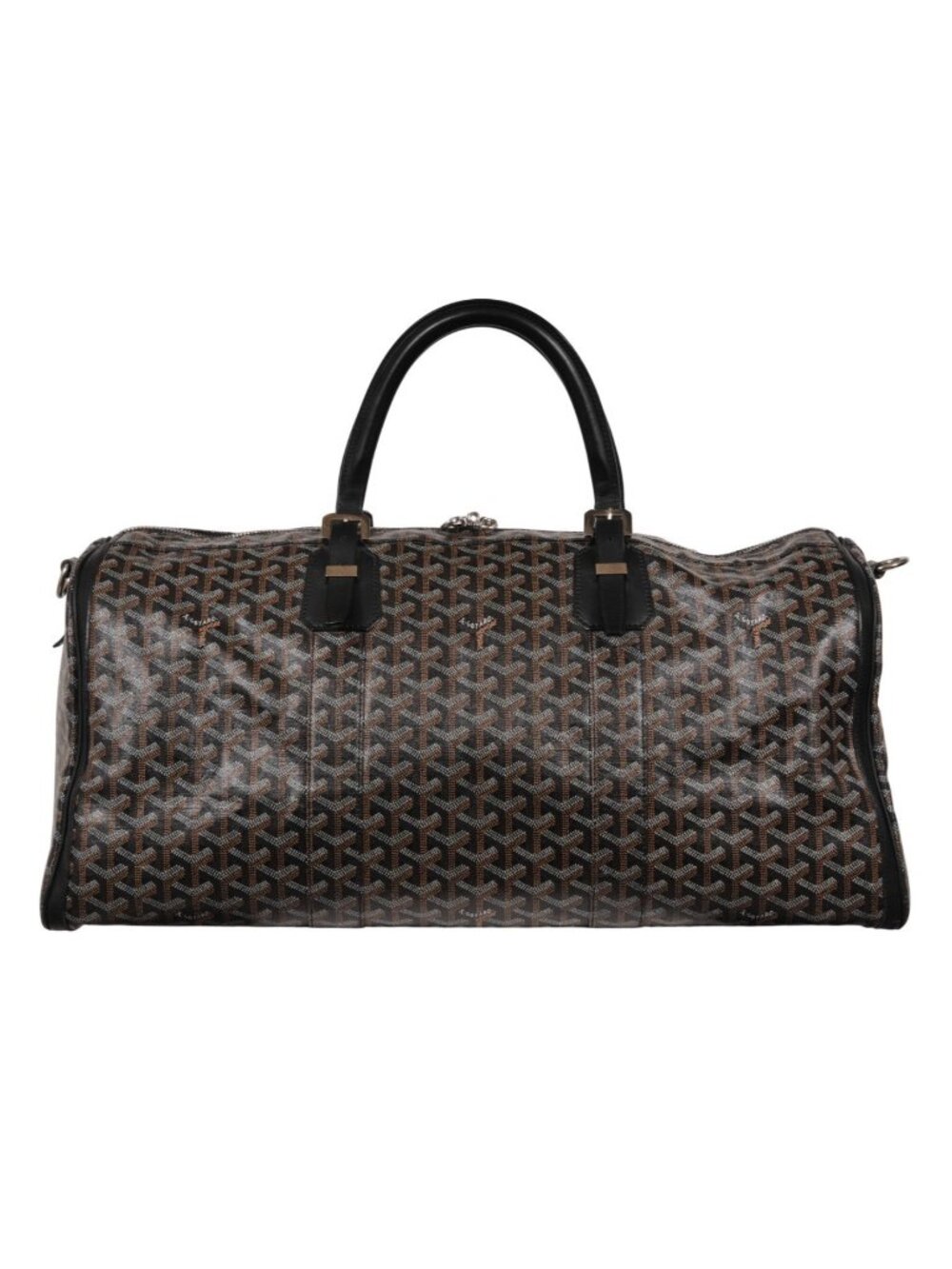 Goyard Croisiere 50 Black Leather Duffle Travel Carry On Vacation Weekend Bag